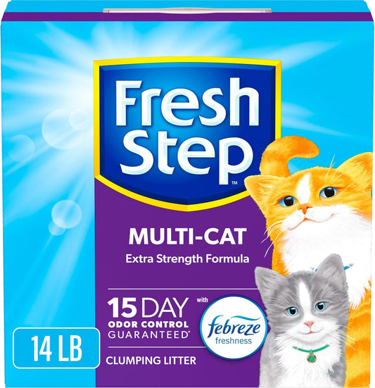 Clumping Cat Litter, Multi-Cat, Long Lasting Odor Control Kitty Litter with Activated Charcoal, Low Dust Formula, 14 Lb